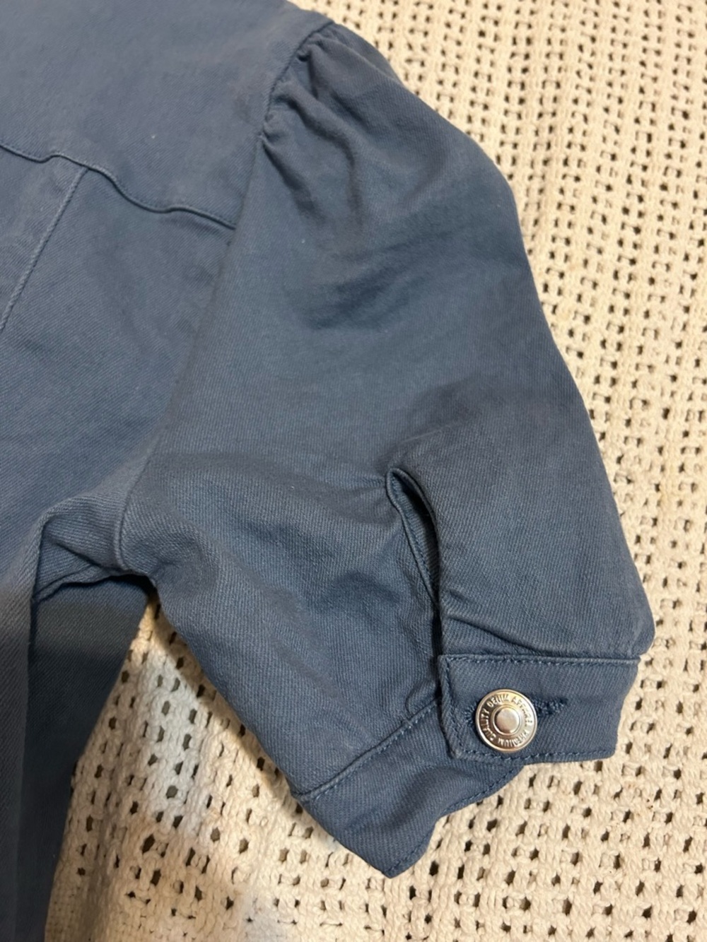 Vero Moda Puff Sleeve Button-Front Denim Blue Mini Dress Size M/L - Picture 11 of 11